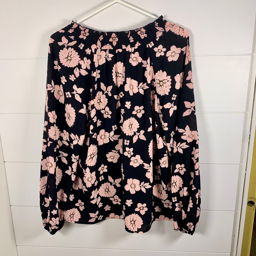 NWT‎ Social Standard Floral Long Sleeve Blouse Top XL Black Pink Boho Peasant - Picture 2 of 9